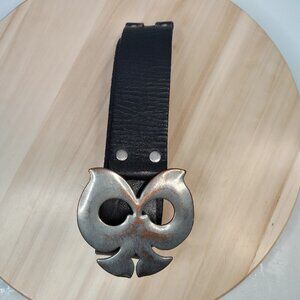 GAP Dark Brown Genuine Leather w/ Statement Silver Buckle Unisex Belt Size 42